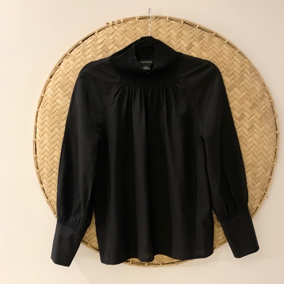 GORGEOUS BLACK CLUB MONACO BLOUSE W/ RUCHING DETAIL - SMALL - Picture 6 of 11